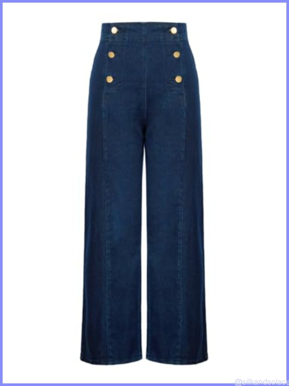 Vintage High Waisted Button Wide Leg Palazzo Jeans Sailor Pants